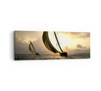 Impression sur Toile 90x30cm Tableaux bateau coucher du soleil le soleil Paysage