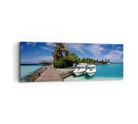 Impression sur Toile 90x30cm Tableaux Île des Maldiviens archipel océan hutte