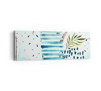 Impression sur Toile 90x30cm Tableaux Image Aquarelle palmier tropique bateau