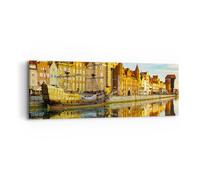 Impression sur Toile 90x30cm Tableaux Image Bateau rivière architecture histoire