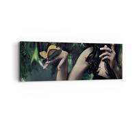 Impression sur Toile 90x30cm Tableaux Image Corps cosmétiques mode papillon