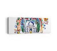 Impression sur Toile 90x30cm Tableaux Image Éléphants Inde Religion culture