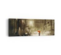 Impression sur Toile 90x30cm Tableaux Image illustration désastre Rue Pluie