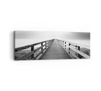 Impression sur Toile 90x30cm Tableaux Image Jetée Point De Vue Noir Et Blanc