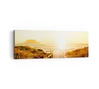 Impression sur Toile 90x30cm Tableaux Image le lever du soleil vague île océan