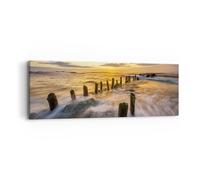 Impression sur Toile 90x30cm Tableaux Image mer Baltique mer brise-lames Paysage