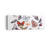 Impression sur Toile 90x30cm Tableaux Image Papillons illustration colorés ailes
