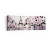 Moderne Impression sur Toile Paris Chemin Illustration eiffle Image Tableau Decoration Murale 90x30cm Deco Cadre Décoration Salon Chambre Panoramique Tableaux Decoratifs Muraux Art Wall AB90x30-3149