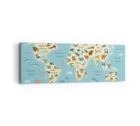 Impression sur Toile 90x30cm Tableaux Image Photo Animaux Le Monde Carte
