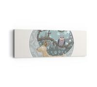Impression sur Toile 90x30cm Tableaux Image Photo Animaux Nuit Lune hibou