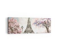 Impression sur Toile 90x30cm Tableaux Image Photo Arbres Eiffle Couple France