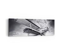 Impression sur Toile 90x30cm Tableaux Image Photo Avion An-2 Noir Et Blanc