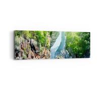 Impression sur Toile 90x30cm Tableaux Image Photo Bateau falaises nature rochers