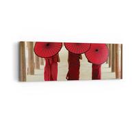 Impression sur Toile 90x30cm Tableaux Image Photo Bhoutan Parapluie Rouge