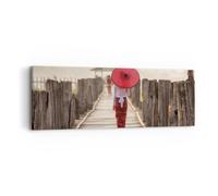 Impression sur Toile 90x30cm Tableaux Image Photo Birmanie Parapluie Pont