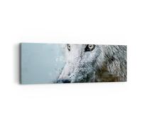 Impression sur Toile 90x30cm Tableaux Image Photo Blanc Le Loup Image Decoration