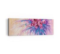 Impression sur Toile 90x30cm Tableaux Image Photo Bouquet Fleurs Roses