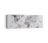 Impression sur Toile 90x30cm Tableaux Image Photo Carte Le Monde Continents