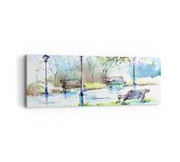 Impression sur Toile 90x30cm Tableaux Image Photo Chemin urbain parc paysage