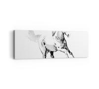 Impression sur Toile 90x30cm Tableaux Image Photo Cheval Galop Des Animaux