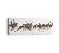 Impression sur Toile 90x30cm Tableaux Image Photo Deer hiver faune paysage