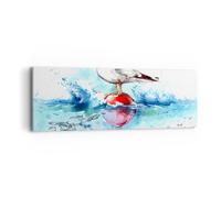 Impression sur Toile 90x30cm Tableaux Image Photo Eau poissons Mouette faim