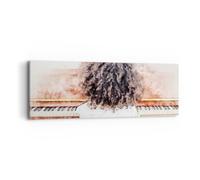 Impression sur Toile 90x30cm Tableaux Image Photo Enfant Piano Aquarelle