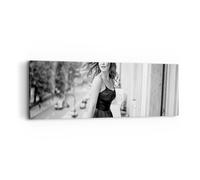 Impression sur Toile 90x30cm Tableaux Image Photo Femme Balcon Rue Decoration
