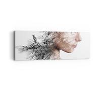 Impression sur Toile 90x30cm Tableaux Image Photo Femme Double Exposition