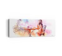 Impression sur Toile 90x30cm Tableaux Image Photo femme urbain thé Paris
