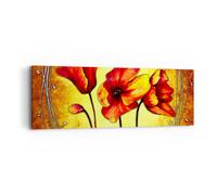 Impression sur Toile 90x30cm Tableaux Image Photo Fleurs panneaux tige lignes