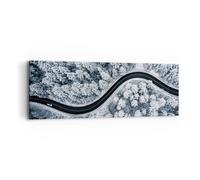 Impression sur Toile 90x30cm Tableaux Image Photo Forêt Hiver Rue Art Decoration