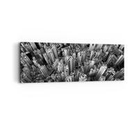 Impression sur Toile 90x30cm Tableaux Image Photo Gratte Ciels Avec Montagnes