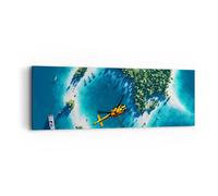 Impression sur Toile 90x30cm Tableaux Image Photo Hélicoptère océan île paradis