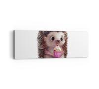 Impression sur Toile 90x30cm Tableaux Image Photo Hérisson Cupcake Pour Enfants