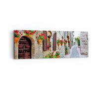 Impression sur Toile 90x30cm Tableaux Image Photo Italie rue fleurs histoire