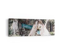 Impression sur Toile 90x30cm Tableaux Image Photo Jeunes Mariés Amour Paysage