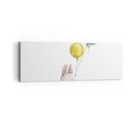 Impression sur Toile 90x30cm Tableaux Image Photo Lapin Ballons Pour Enfants