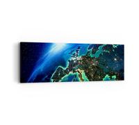 Impression sur Toile 90x30cm Tableaux Image Photo Nuit espace monde vue