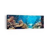 Impression sur Toile 90x30cm Tableaux Image Photo Océan Récif Poissons Corail