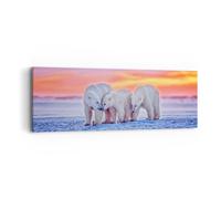 Impression sur Toile 90x30cm Tableaux Image Photo Ours Hiver Neige famille