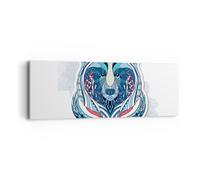 Impression sur Toile 90x30cm Tableaux Image Photo Ours illustration rêve fleuri