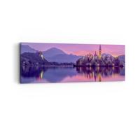 Impression sur Toile 90x30cm Tableaux Image Photo Paysage Montagne Lac église