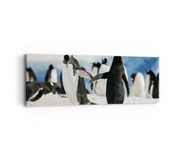 Impression sur Toile 90x30cm Tableaux Image Photo Pingouins Hiver nature neige