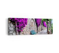Impression sur Toile 90x30cm Tableaux Image Photo Plantes banc rue été