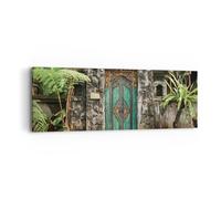 Impression sur Toile 90x30cm Tableaux Image Photo Portail Porte Vert Decoration