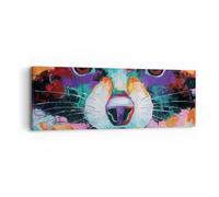 Impression sur Toile 90x30cm Tableaux Image Photo Raton Laveur Coloré Huile