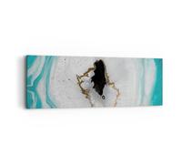 Impression sur Toile 90x30cm Tableaux Image Photo Renversé Tache Turquoise