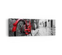 Impression sur Toile 90x30cm Tableaux Image Photo Rue Vélo Rue pavée bâtiment