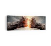 Impression sur Toile 90x30cm Tableaux Image Photo Symbole poing combat